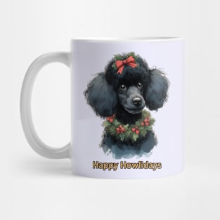 Happy Howlidays Black Poodle Mug